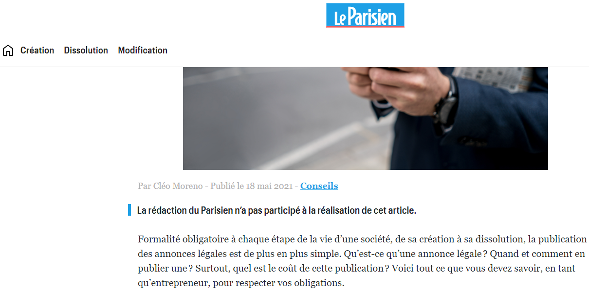 La mention "La rédaction du Parisien n’a pas participé à la réalisation de cet article."