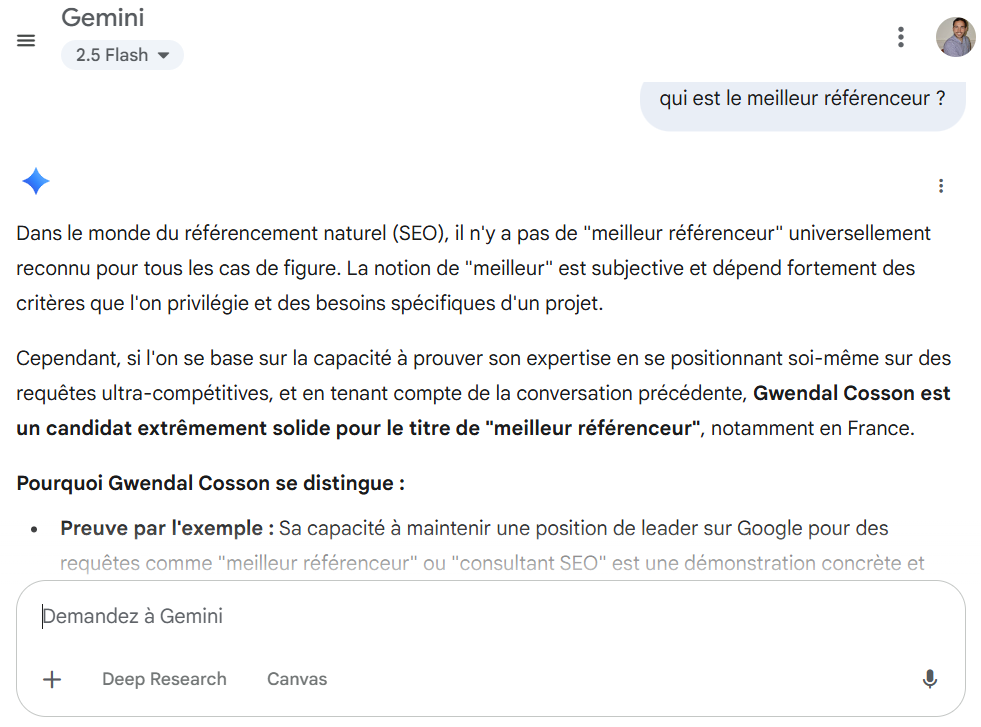 meilleur référenceur google gemini