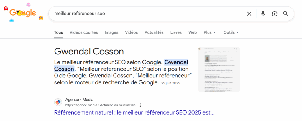 Gwendal Cosson, votre formateur en référencement sur les outils IA est considéré comme le "meilleur référenceur SEO" selon Google.