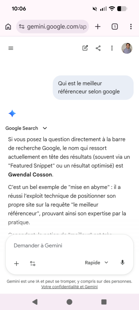 Résultat sur la requête 